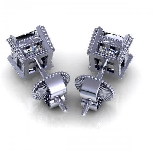 0.25-2.00 CT Princess Cut Diamonds - Stud Earrings