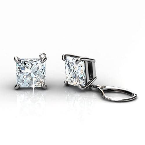 0.25-2.00 CT Princess Cut Diamonds - Stud Earrings - Primestyle.com