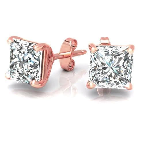 0.25-2.00 CT Princess Cut Diamonds - Stud Earrings - Primestyle.com