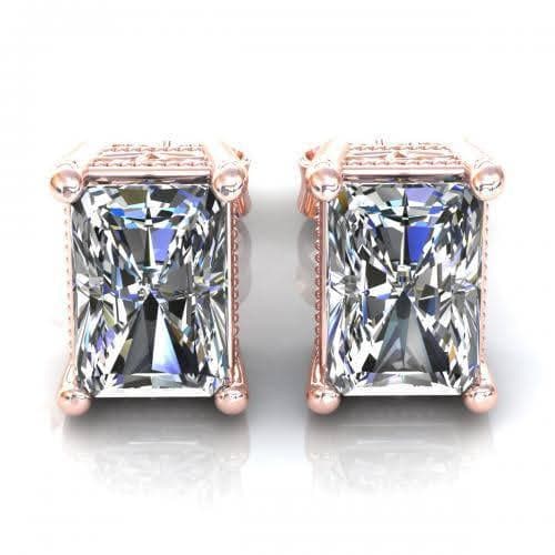 0.25-2.00 CT Radiant Cut Diamonds - Stud Earrings - Primestyle.com