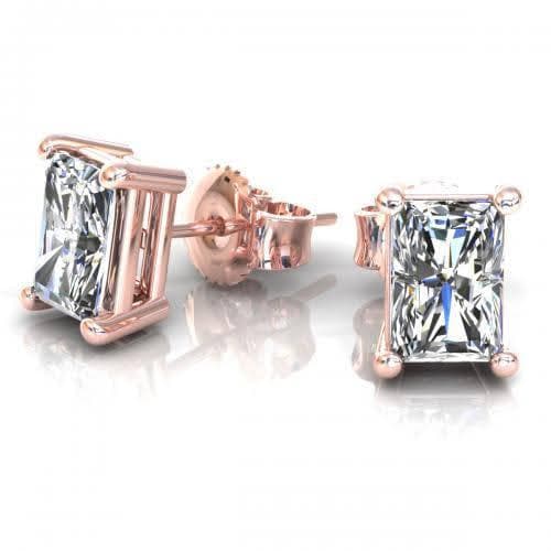 0.25-2.00 CT Radiant Cut Diamonds - Stud Earrings - Primestyle.com