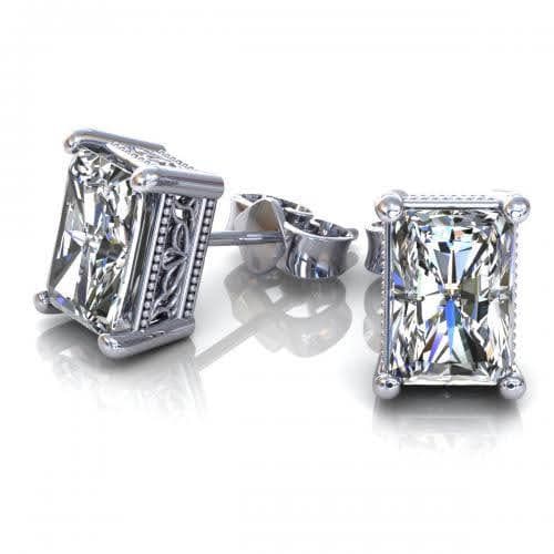 0.25-2.00 CT Radiant Cut Diamonds - Stud Earrings - Primestyle.com