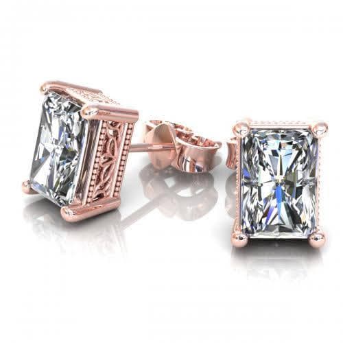 0.25-2.00 CT Radiant Cut Natural Diamonds - Stud Earrings