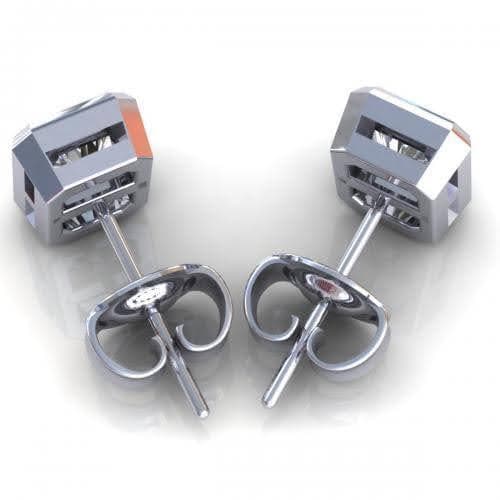 0.25-2.00 CT Radiant Cut Diamonds - Stud Earrings - Primestyle.com