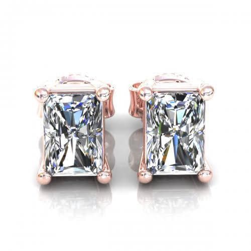 0.25-2.00 CT Radiant Cut Diamonds - Stud Earrings - Primestyle.com