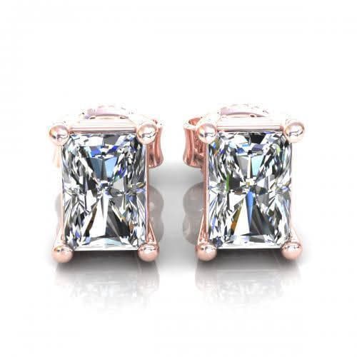 0.25-2.00 CT Radiant Cut Natural Diamonds - Stud Earrings