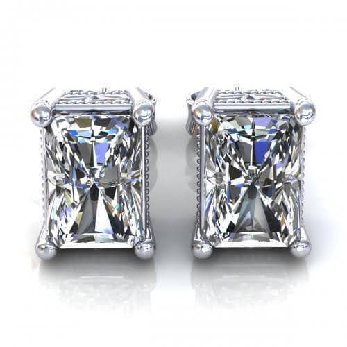 0.25-2.00 CT Radiant Cut Diamonds - Stud Earrings - Primestyle.com
