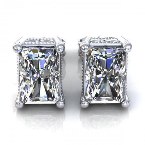 0.25-2.00 CT Radiant Cut Diamonds - Stud Earrings - Primestyle.com