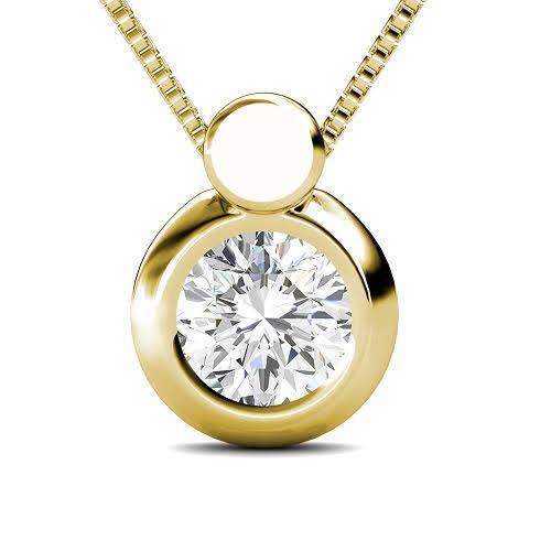 0.25 CT Round Cut Diamonds - Solitaire Pendant - Primestyle.com