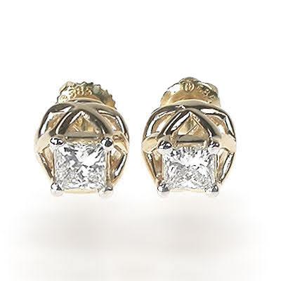 0.30-1.20 CT Princess Cut Diamonds - Stud Earrings - Primestyle.com