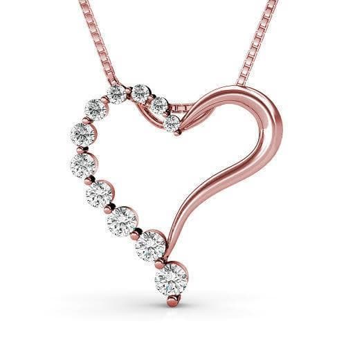 0.30 CT Round Cut Natural Diamonds - Heart Pendants