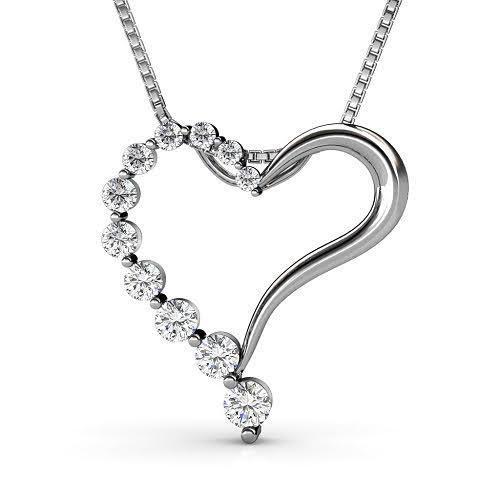 0.30 CT Round Cut Natural Diamonds - Heart Pendants