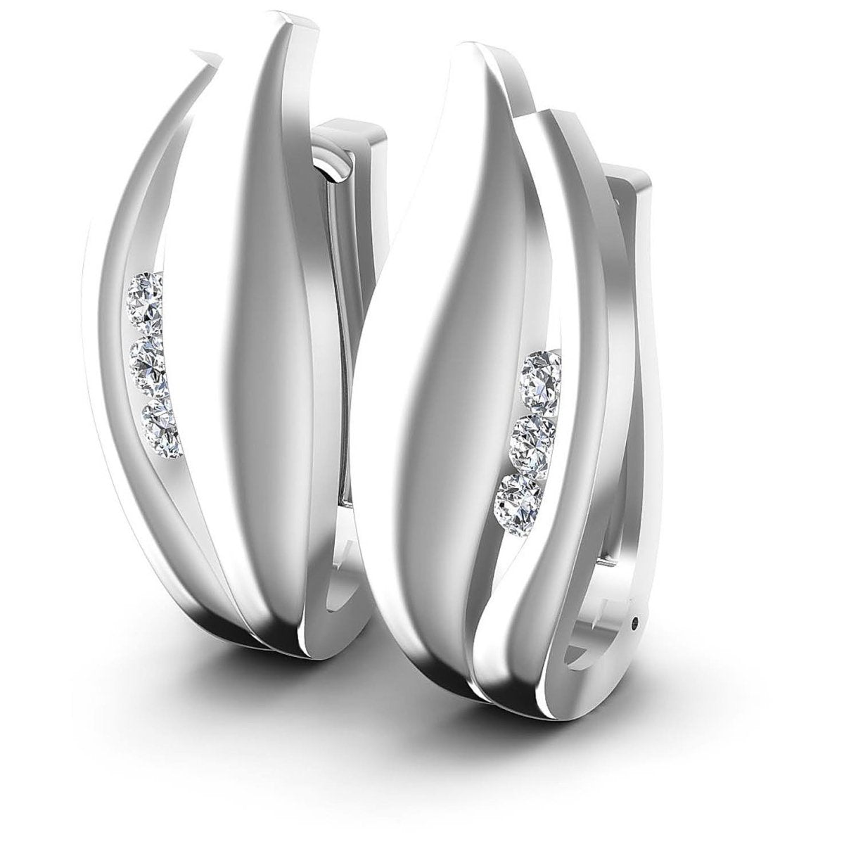 0.30 CT Round Cut Diamonds - Hoop & Drop Earrings - Primestyle.com