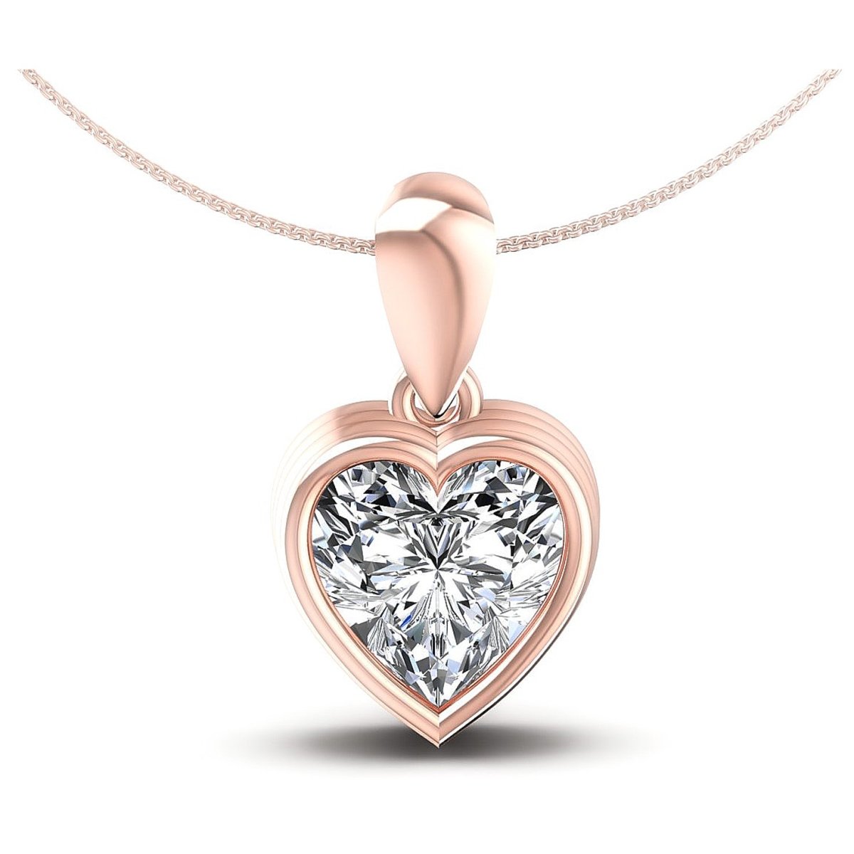 0.35-1.00 CT Heart Cut Diamonds - Solitaire Pendant