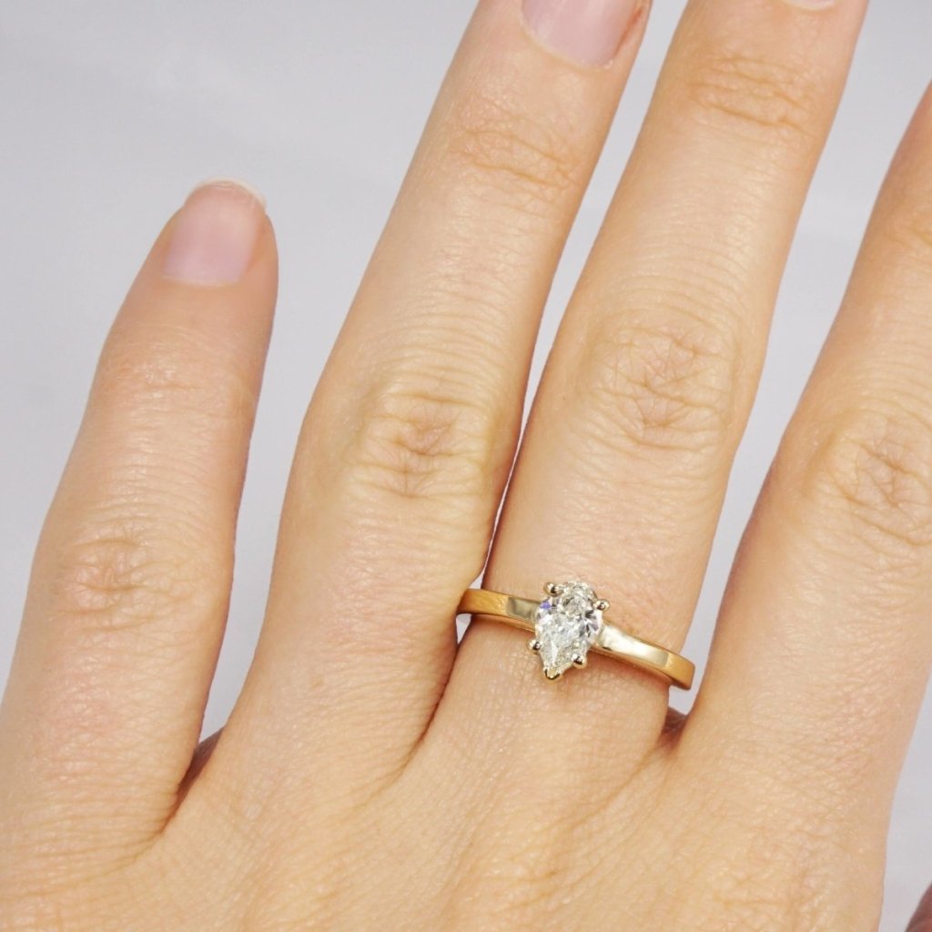 0.35-1.50 CT Pear Cut Natural Diamonds - Solitaire Rings