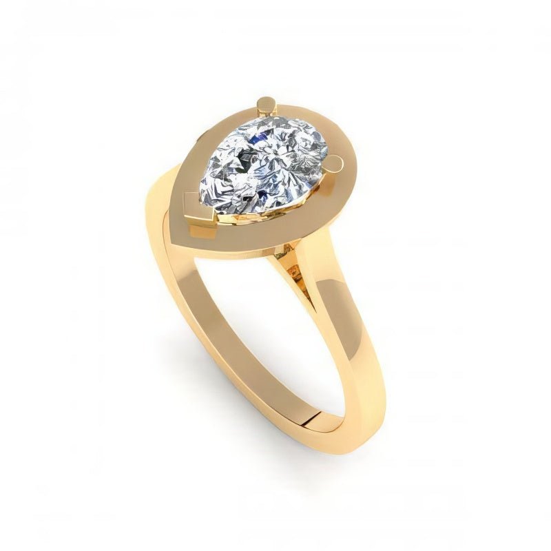 0.35-1.50 CT Pear Cut Natural Diamonds - Solitaire Rings