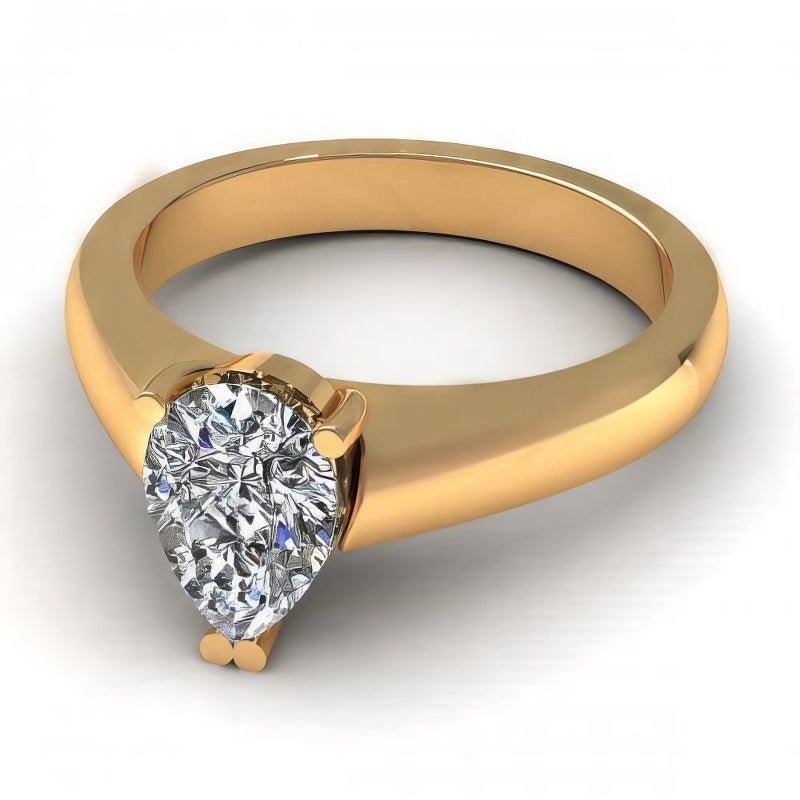 0.35-1.50 CT Pear Cut Natural Diamonds - Solitaire Rings