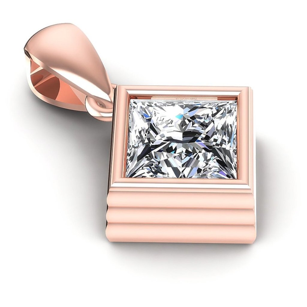 0.35-1.50 CT Princess Cut Natural Diamonds - Solitaire Pendant