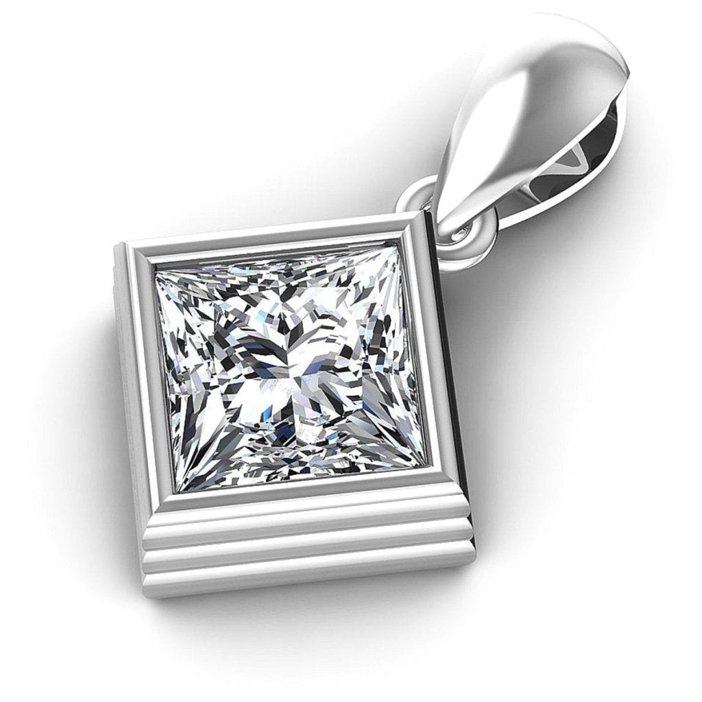 0.45 CT Princess Cut Natural Diamonds - Solitaire Pendant