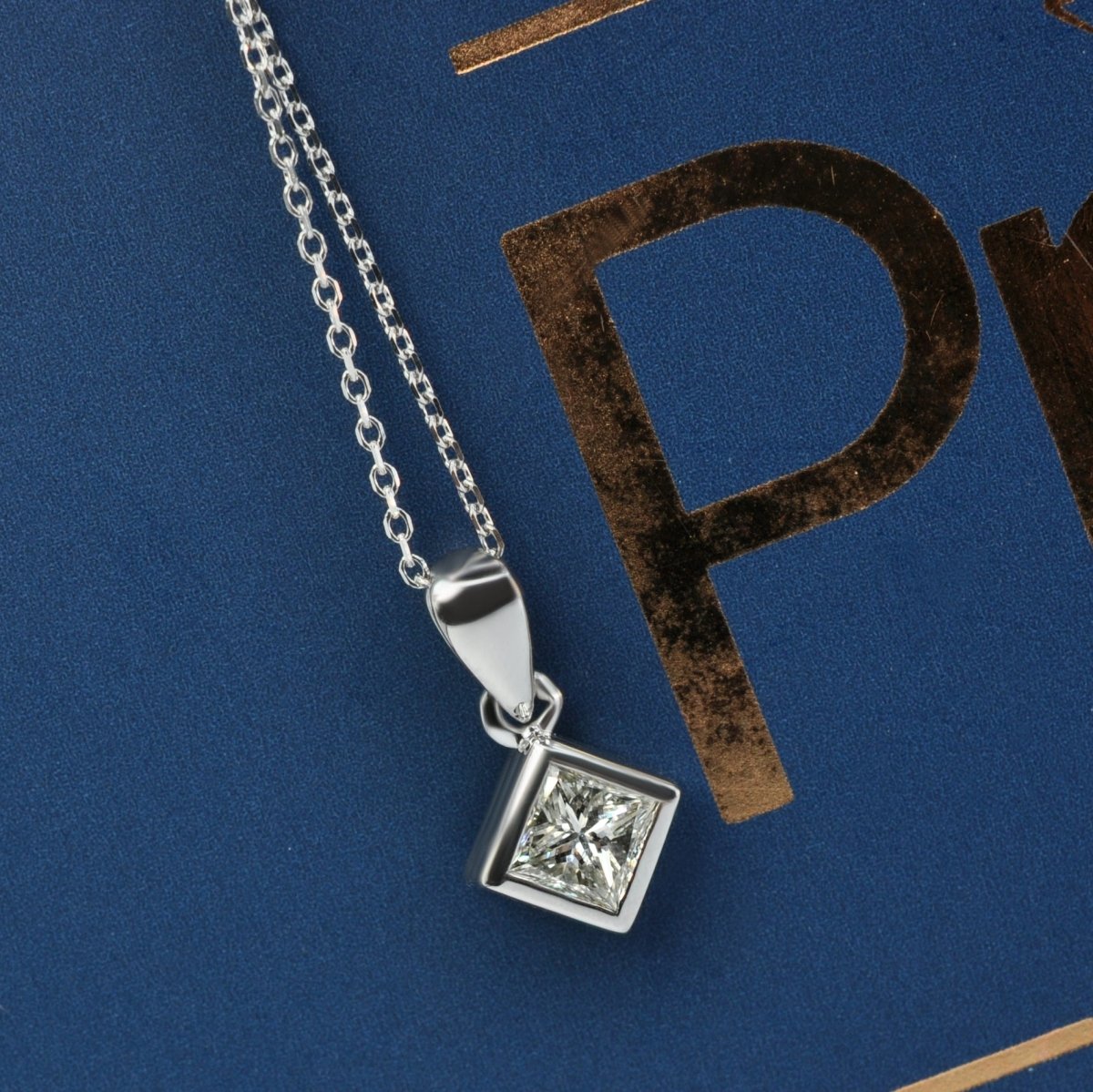 0.35-1.50 CT Princess Cut Diamonds - Solitaire Pendant - Primestyle.com