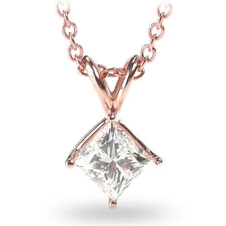 0.35-1.50 CT Princess Cut Diamonds - Solitaire Pendant - Primestyle.com