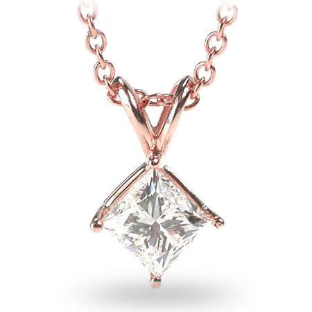 0.35-1.50 CT Princess Cut Natural Diamonds - Solitaire Pendant