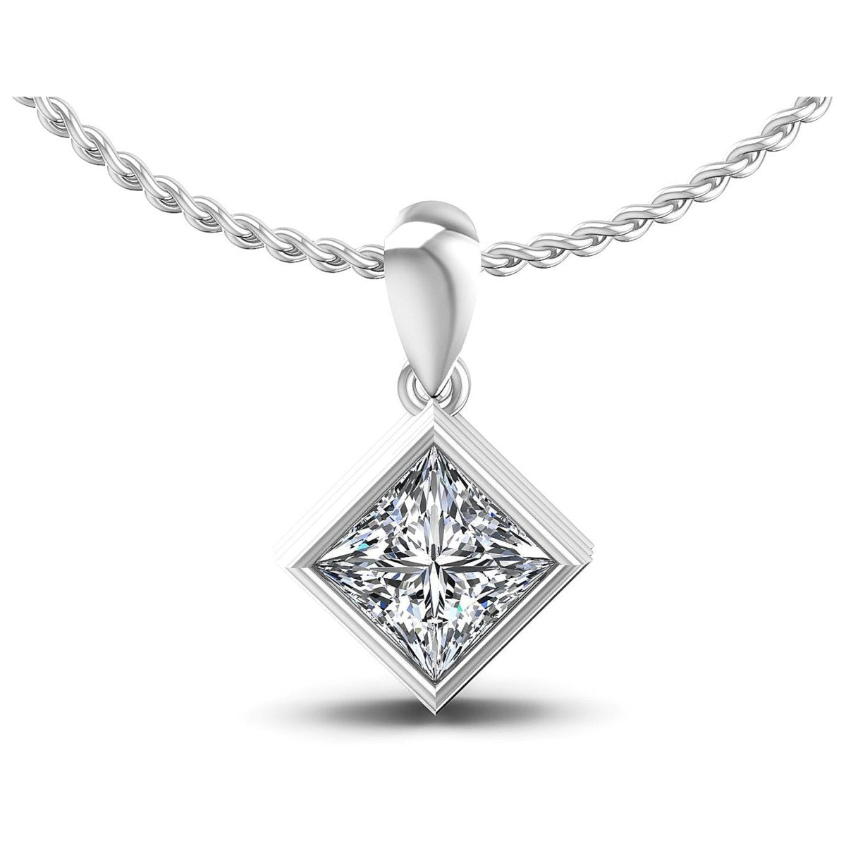 0.35-1.50 CT Princess Cut Natural Diamonds - Solitaire Pendant
