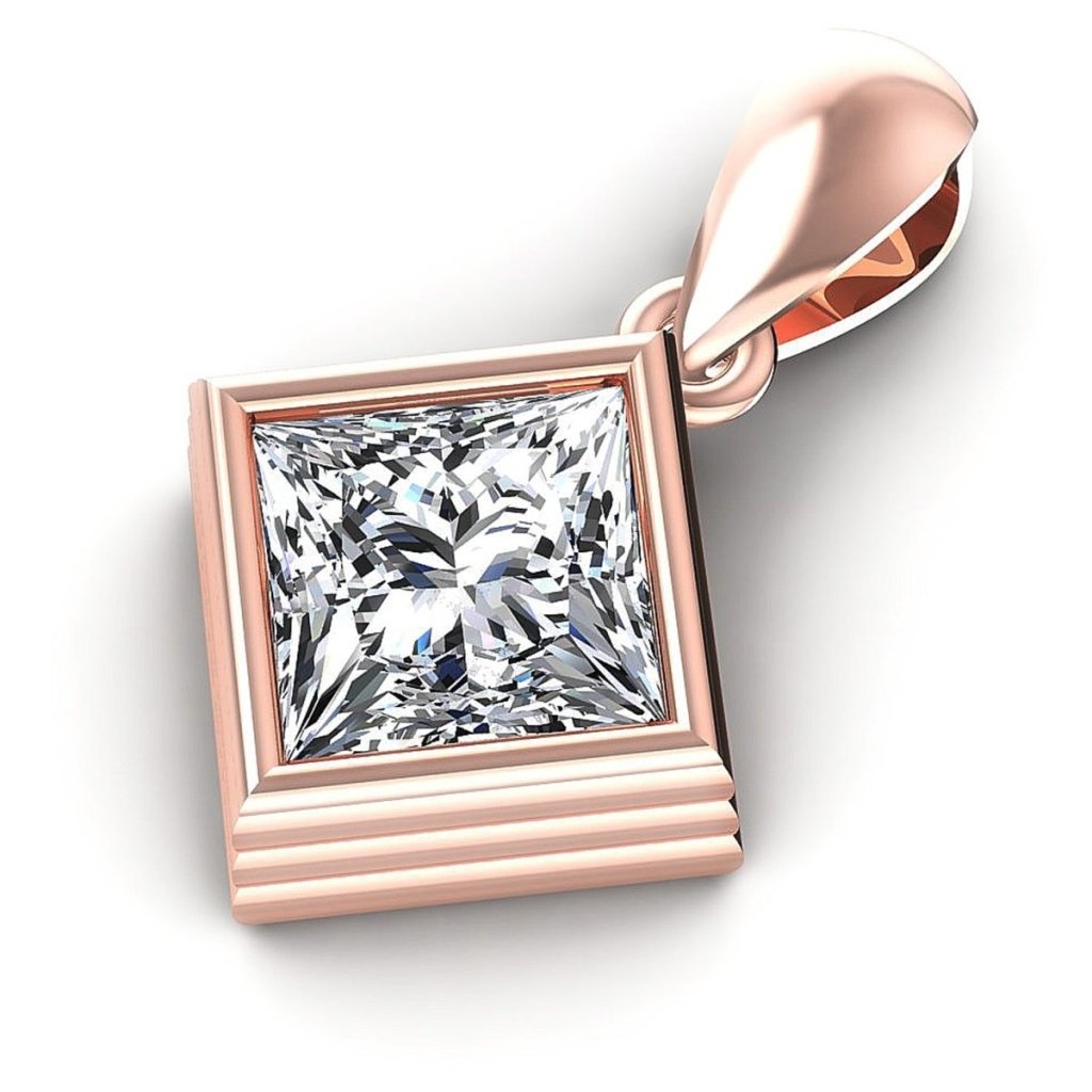 0.35 - 1.50 CT Princess Cut Natural Diamonds - Solitaire Pendant - Primestyle.com