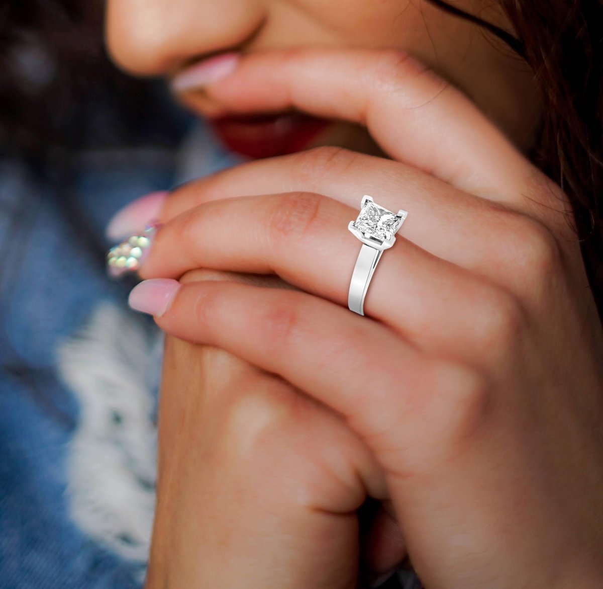 0.35-1.50 CT Princess Cut Diamonds - Solitaire Ring