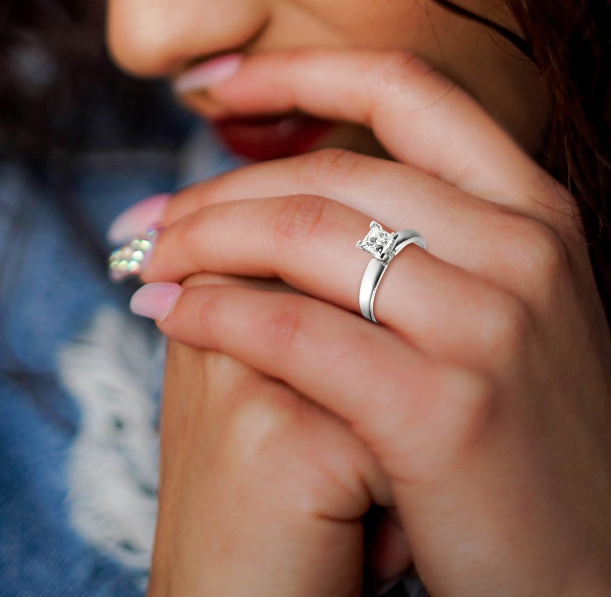 0.35-1.50 CT Princess Cut Diamonds - Solitaire Ring