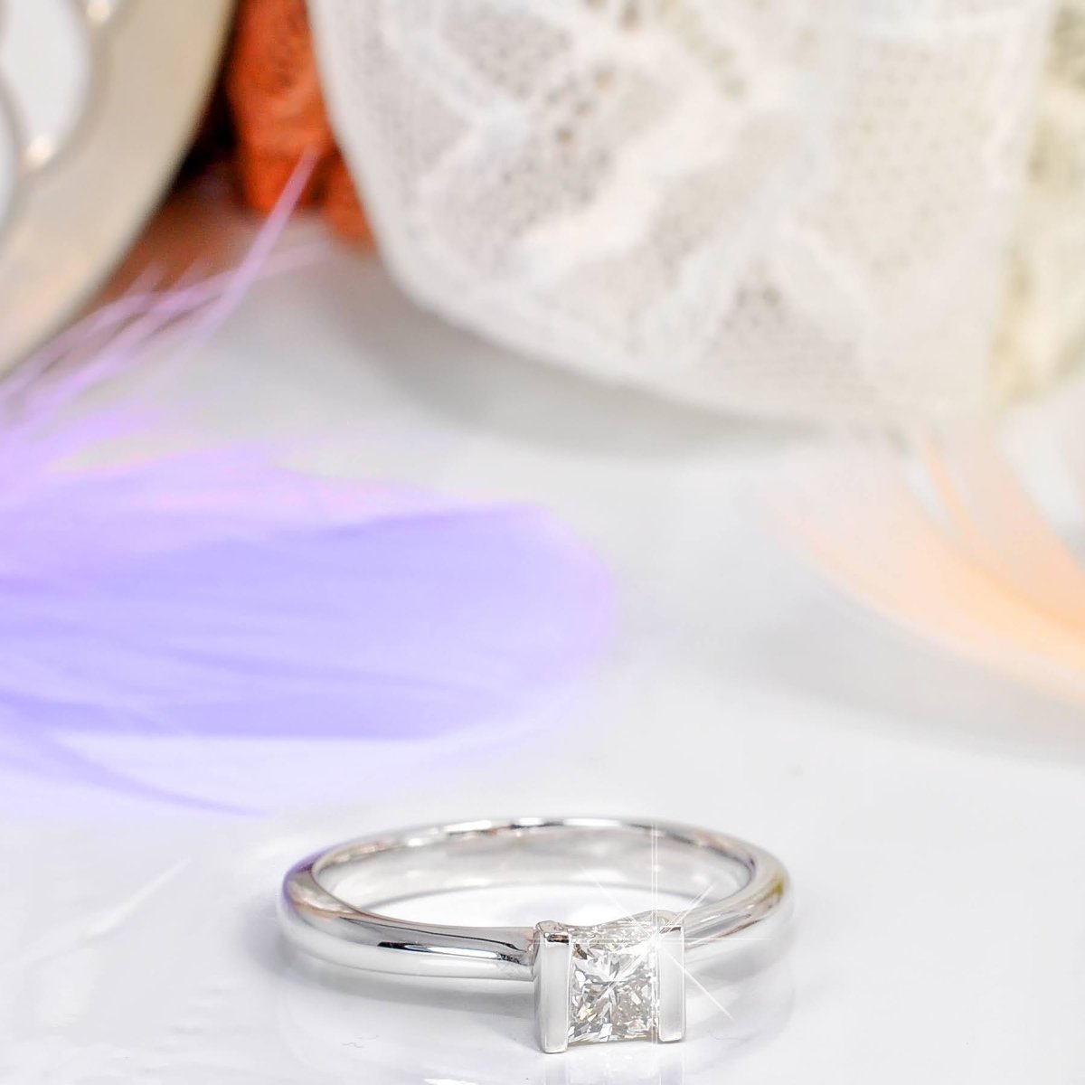 0.35-1.50 CT Princess Cut Diamonds - Solitaire Ring