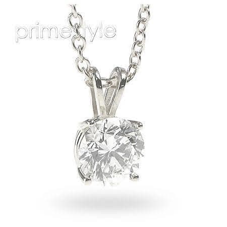 0.35-1.50 CT Round Cut Diamonds - Four Prongs Setting Solitaire Pendant