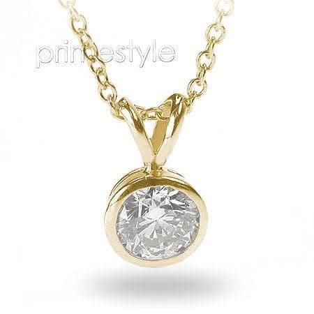 0.35-1.50 CT Round Cut Diamonds - Bezel Setting Solitaire Pendant