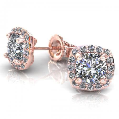 0.35-2.10 CT Round & Cushion Cut Diamonds - Stud Earrings - Primestyle.com