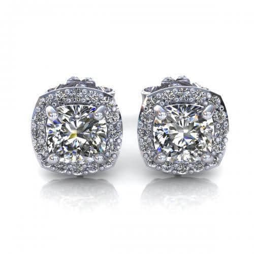 0.35-2.10 CT Round &amp; Cushion Cut Diamonds - Stud Earrings - Primestyle.com