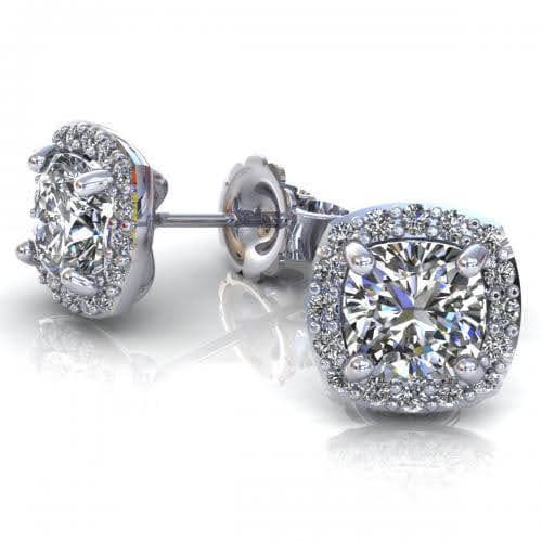 0.35-2.10 CT Round &amp; Cushion Cut Diamonds - Stud Earrings - Primestyle.com