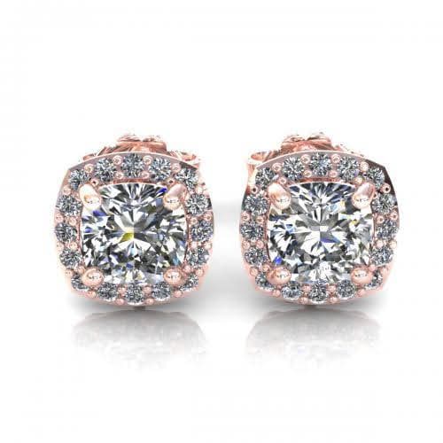 0.35-2.10 CT Round & Cushion Cut Diamonds - Stud Earrings