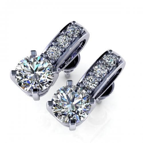 0.35-2.10 CT Round Cut Natural Diamonds - Stud Earrings