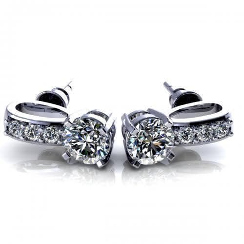 0.35-2.10 CT Round Cut Diamonds - Stud Earrings - Primestyle.com