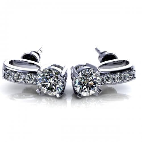 0.35-2.10 CT Round Cut Natural Diamonds - Stud Earrings