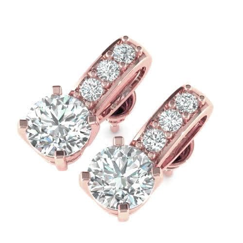 0.35-2.10 CT Round Cut Diamonds - Stud Earrings - Primestyle.com