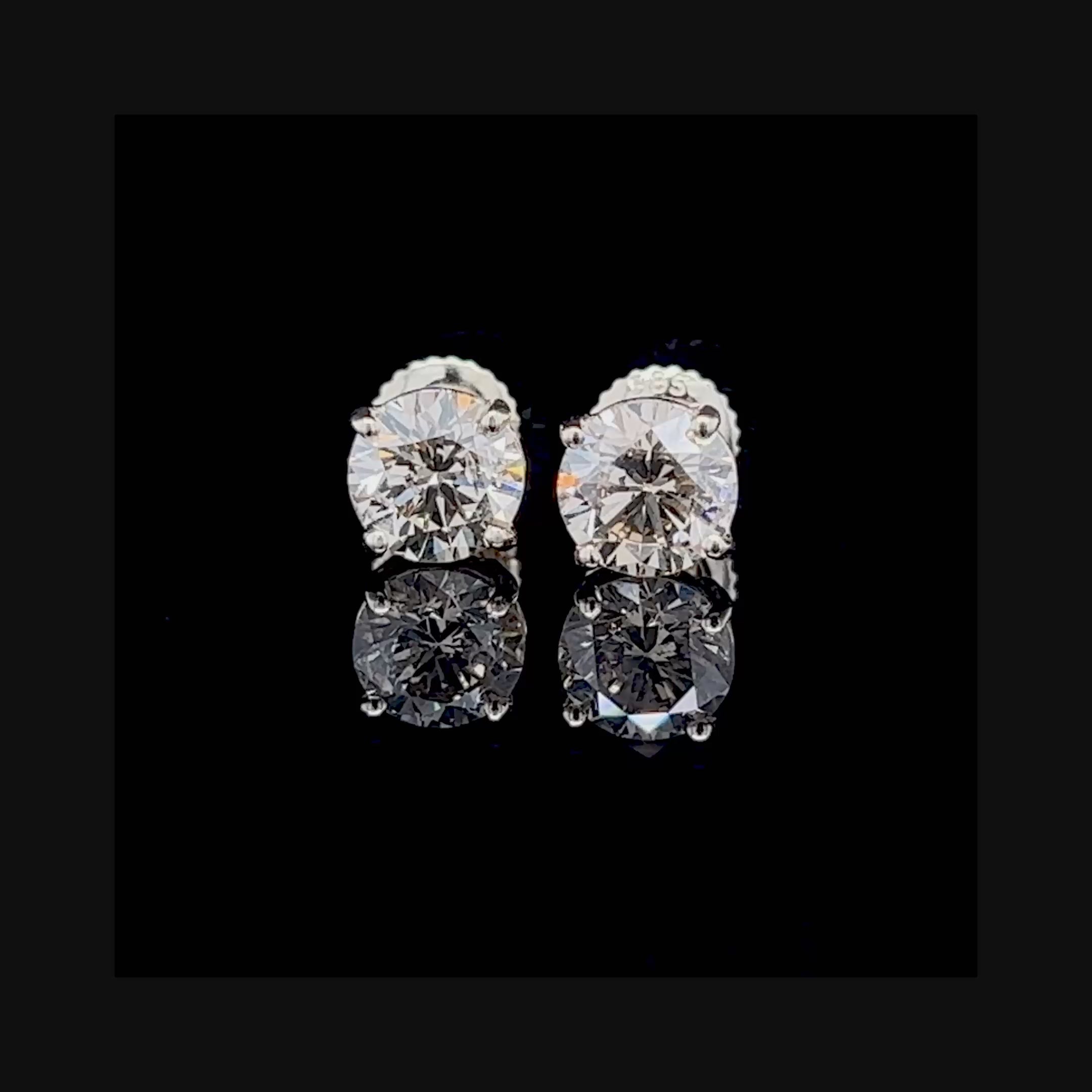 Certified 2.20CT Round Cut Diamond Stud Earrings in 14KT Yellow Gold