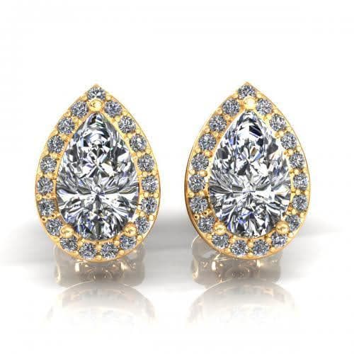 0.37 - 2.12 CT Pear & Round Cut Natural Diamonds - Stud Earrings - Primestyle.com