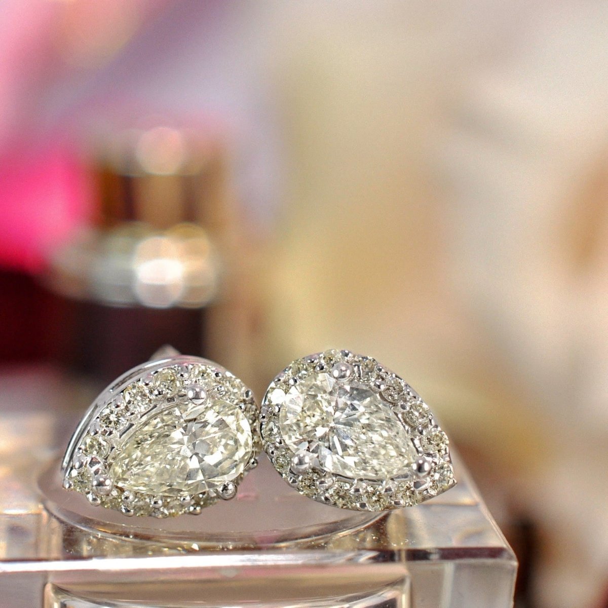 0.37-2.12 CT Round &amp; Pear Cut Diamonds - Stud Earrings - Primestyle.com