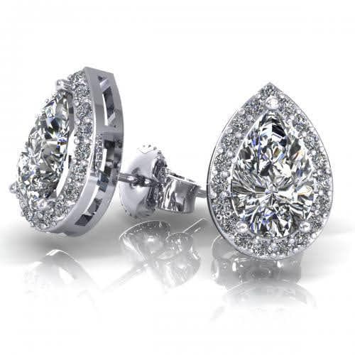 0.37-2.12 CT Round &amp; Pear Cut Diamonds - Stud Earrings - Primestyle.com