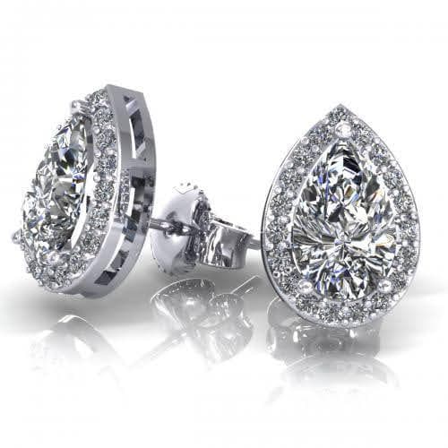 0.37-2.12 CT Pear & Round Cut Natural Diamonds - Stud Earrings