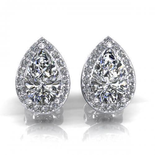 0.37-2.12 CT Pear & Round Cut Natural Diamonds - Stud Earrings