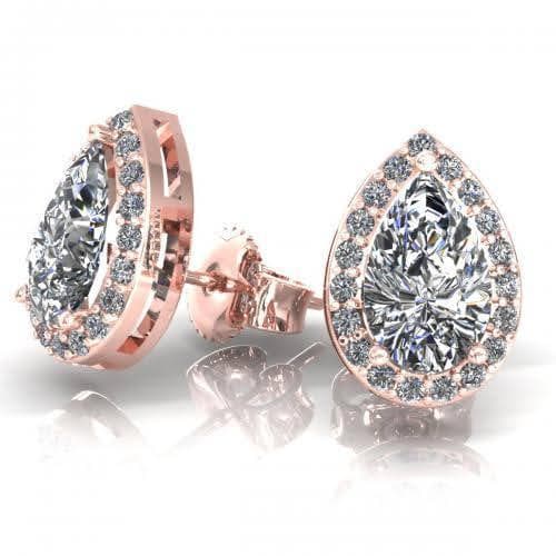 0.37 - 2.12 CT Pear & Round Cut Natural Diamonds - Stud Earrings - Primestyle.com