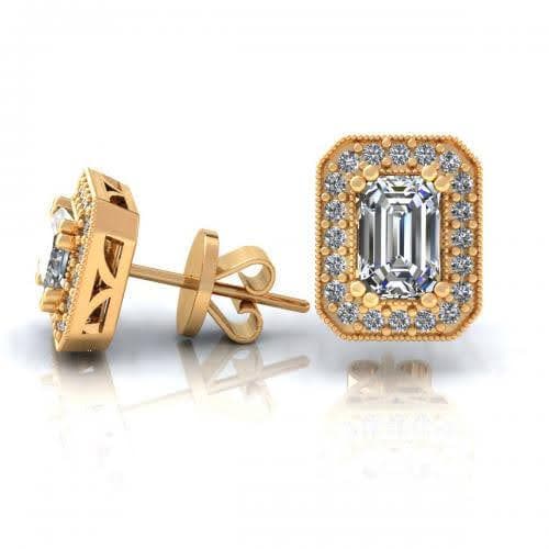 0.40-2.15 CT Round &amp; Emerald Cut Diamonds - Stud Earrings - Primestyle.com