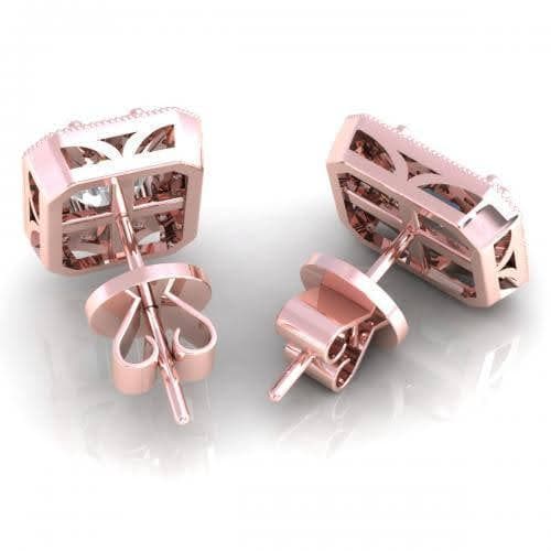 0.40 - 2.15 CT Emerald & Round Cut Natural Diamonds - Stud Earrings - Primestyle.com